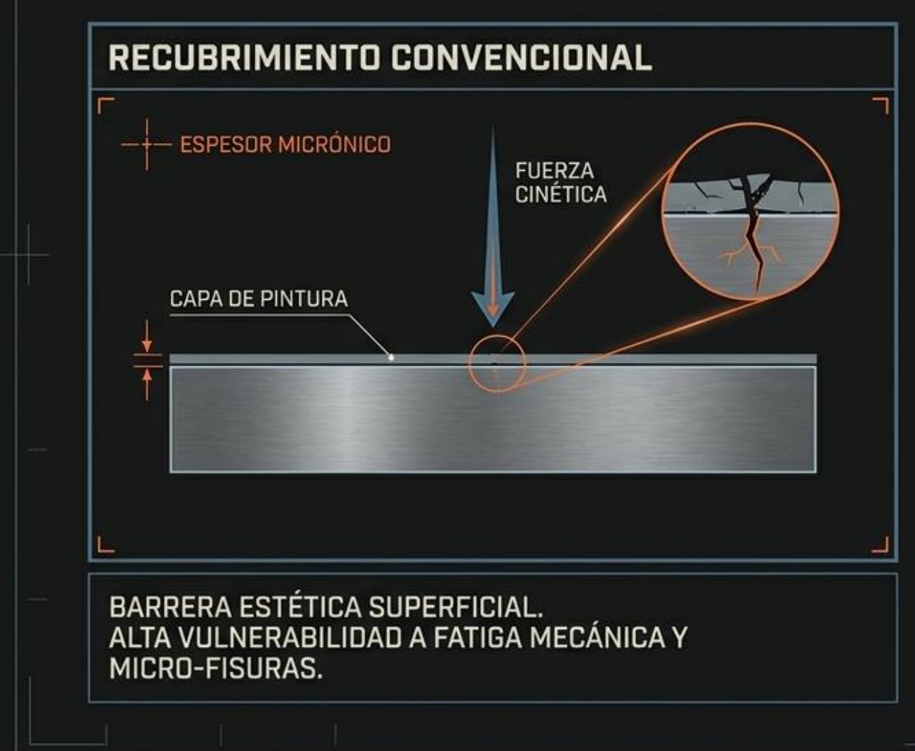 Recubrimiento Convencional — diagrama técnico de capas